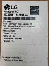 LG gram Max Laptop 17" 2.5K Touch Intel Ultra 7 355/16GB/512GB READ