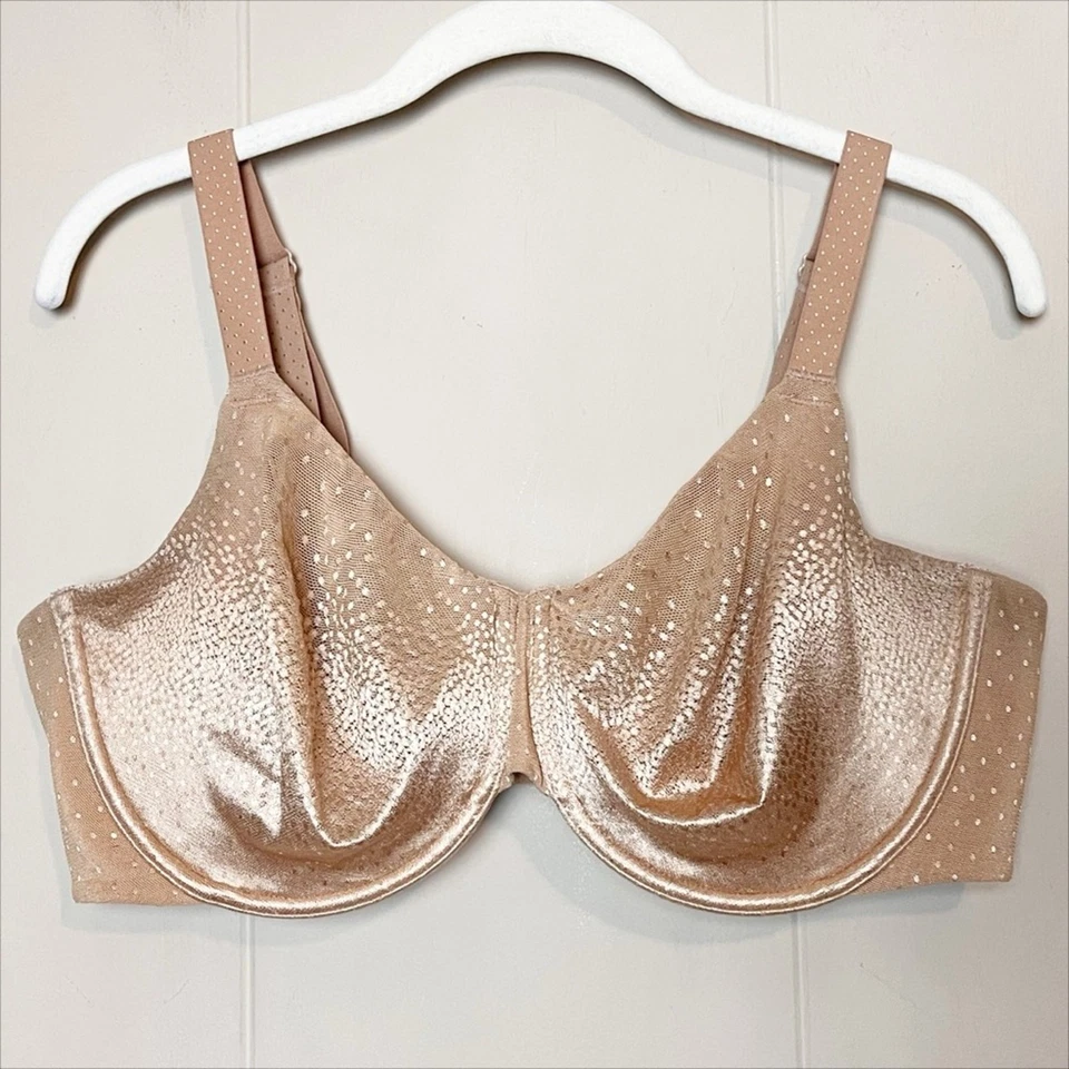 Sutiã Wacoal Back Appeal Underwire 40DD 40E cobertura total bege bronzeado alisamento nude - Imagem 2 de 4