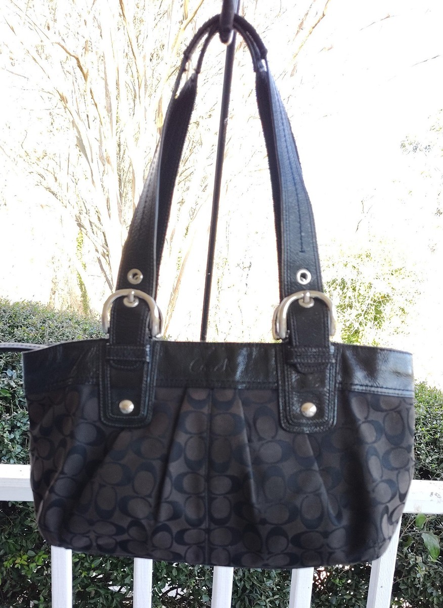 Coach F13742 Black Soho Y2K Signature C Canvas w/ Leather Trim