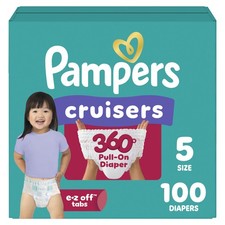 Pampers Cruisers 360 Diapers Size 5 100 Count Babyproof Leakproof Pull-On