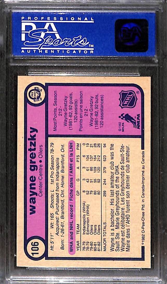 1982 OPC O-Pee-Chee #106 Wayne Gretzky PSA 8 NM-MT 05241258 view 2