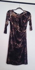 Womens Velvet Leopard Print Ruched Dress By Precis Petite. Uk Size 8 Petite