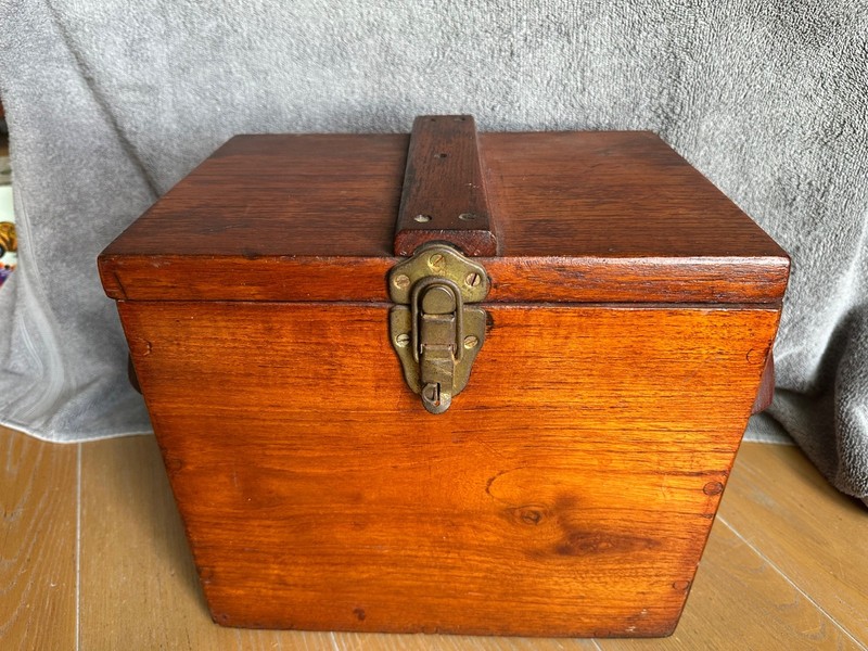 Vintage Solid Mahogany Marine Ship's Battery Box – Early 20th Century Nautical