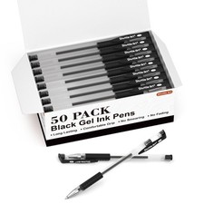 Shuttle Art Black Gel Pens, 50 Pack Fine Point 1 Count Pack of 50 ,
