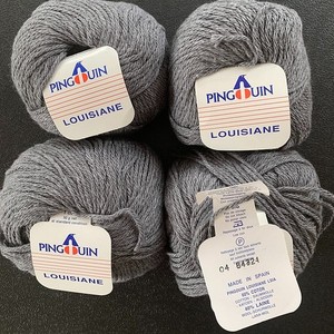 LOT/4 skeins PINGOUIN LOUISIANE cotton wool blend DK yarn 04 GRAY DISCONTINUED