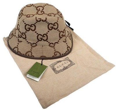 GUCCI GGロゴ バケットハット ベージュ NEW GUCCI JUMBO GG LOGO BEIGE BROWN BUCKET FEDORA HAT LARGE UNISEX