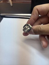 Silver Ring Shaped As Belt With Black Cz Fits Ring Size 8