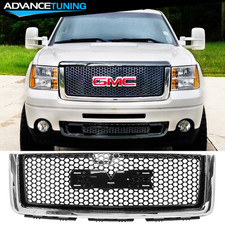 Fits 07-13 Gmc Sierra 1500 Denali Gloss Chrome Trim Front Upper Mesh Grille