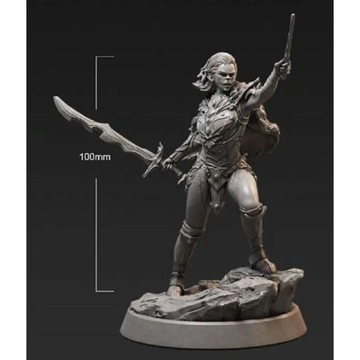 1/18 100mm 3D Print Model Kit Beautiful Girl Woman Warrior Orc Unpainted