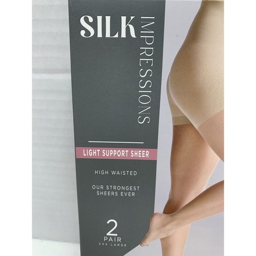 2 Pair XXXL Silk Impressions Pantyhose High Waisted Light Support Sheer Beige - Bild 2 von 7