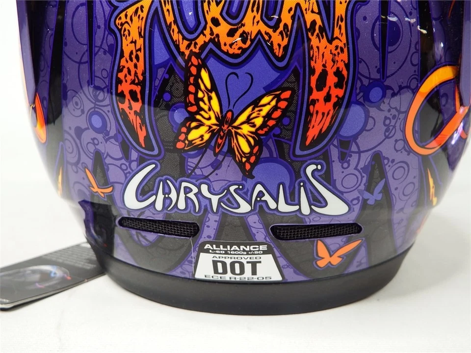 Casco de motocicleta para mujer Icon Alliance Chrysalis púrpura mariposa talla grande Foto 4 de 4