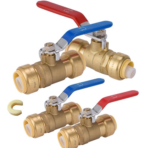 4 PCS 3/4 Inch Pushfit Shutoff Ball Valve With Disconnect Clip Plumbing