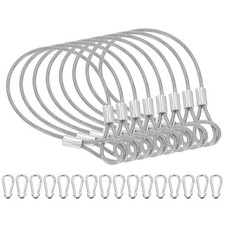 9 Inch Safety Cable Lock, 8 Pcs 304 Stainless Steel Security Wire Rope Clear