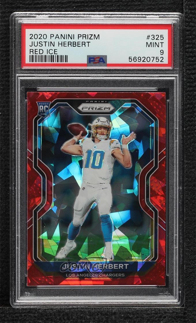 2020 Panini Prizm Red Ice Justin Herbert #325 PSA 9 MINT Rookie RC 2l4