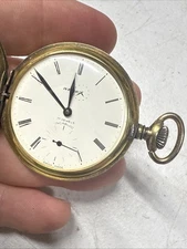 [ NEAR MINT, WORKS ] ARNEX 17 Jewel  Gold Tone Pocket watch Swiss Made