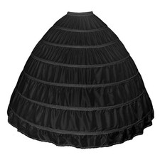 Women Crinoline Petticoat 6 Hoop Skirt Full A-Line Slips Puffy 6 Steel Ring...
