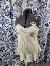 VINTAGE Fantasies By Morgan Taylor Top Women Size L, Yellow A Line Camisole