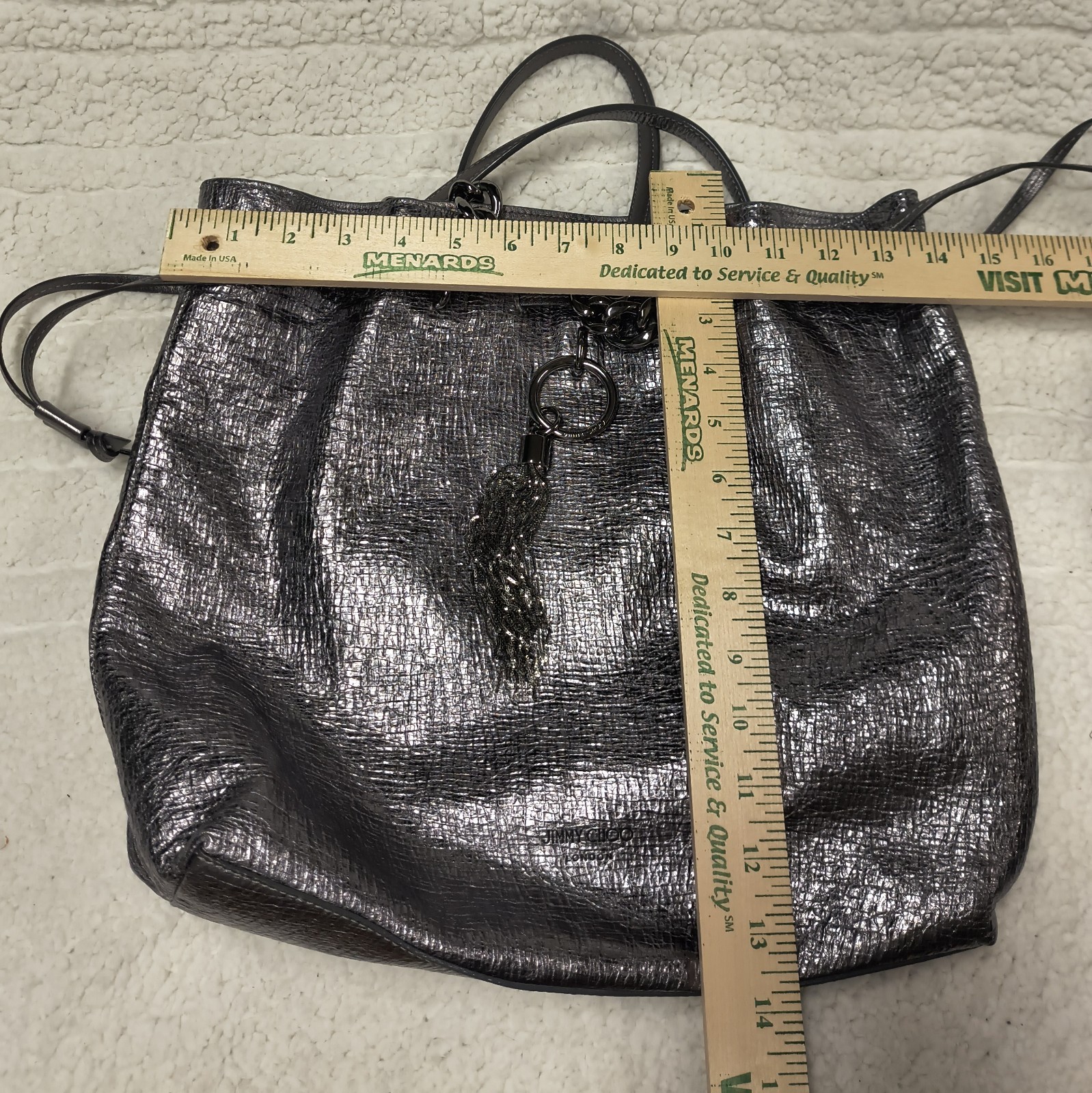 Jimmy Choo Silver Metallic Bucket/Drawstring - Authentic VHTF — image 11