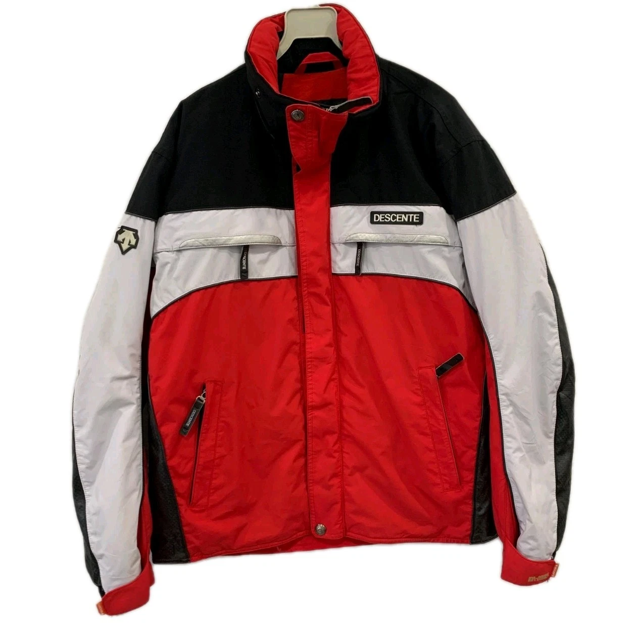 Descente Ski Jacket Men’s XL Red Black White Colorblock Zip Up Winter Snow #46