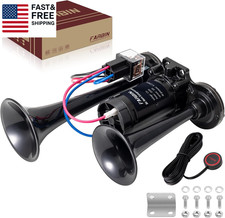 Black Air Horn for Truck Train Horn for Car Loud Car Horn with Button Truck Horn