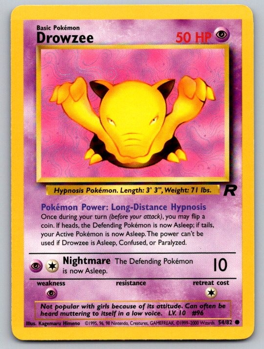 Drowzee 54/82 Common Team Rocket Pokemon Unlimited Lightly Played