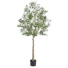Uimoso 6ft Artificial Olive Tree Green Tall Faux Lifelike Fake Plant Home Decor