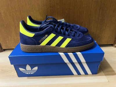 adidas Originals Mens Size 8.5 Handball Spezial Sneakers JR3845 Blue Neon Green