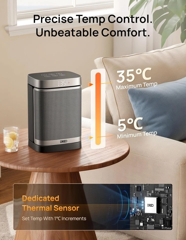 Dreo Electric Space Heater, 70° Oscillating Portable Heaters for Home, 1500W PTC - Image 3 of 4