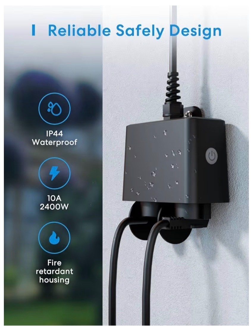 Multipresa Smart Esterna Meross WiFi IP44 2 Posti Schuko 2.4GHz - 4