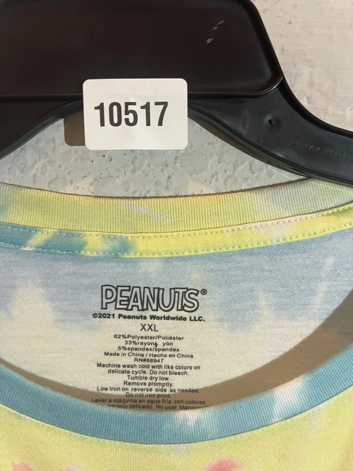 花生“对人过敏”史努比领带染料睡眠睡衣衬衫青少年尺寸 XXL — 第 3/4 张图片