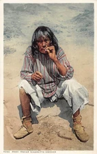 AMERICAN MOKI INDIAN MAN SMOKING A CIGARETTE, Pub DETROIT PHOSTINT, 1910s