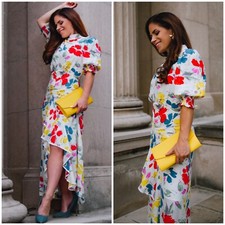 Rixo Floral Mock Neck Cascade Ruffle Dress Womens Size 0 NWT