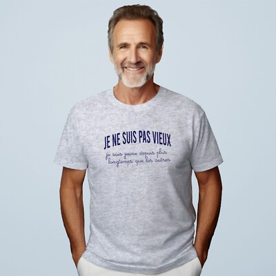 Gray T-Shirt For Men Short Sleeves, I Am Not Old, I Am Young Since