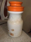 VINTAGE 1960'S MAXWELL HOUSE COFFEE CANISTER JAR MILK GLASS ORANGE PLASTIC LID