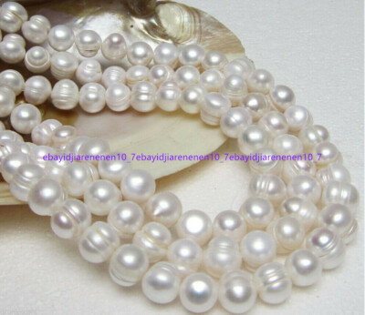 Natural 11-12mm White Freshwater Cultured Pearl Jewelry Necklace 50''