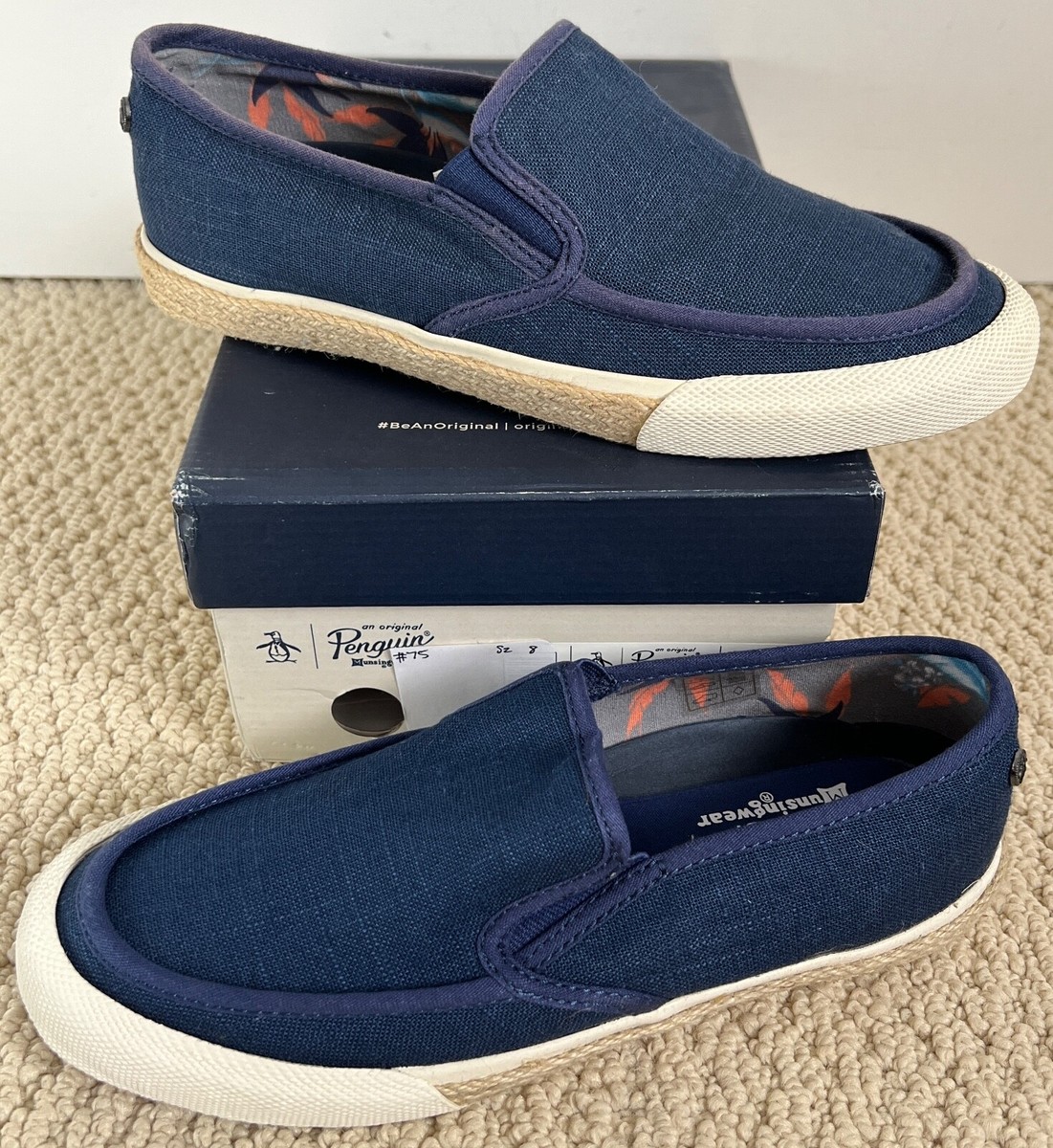 Penguin By Munsingwear Rodney Navy Blue Linen Slip On  display picture 1