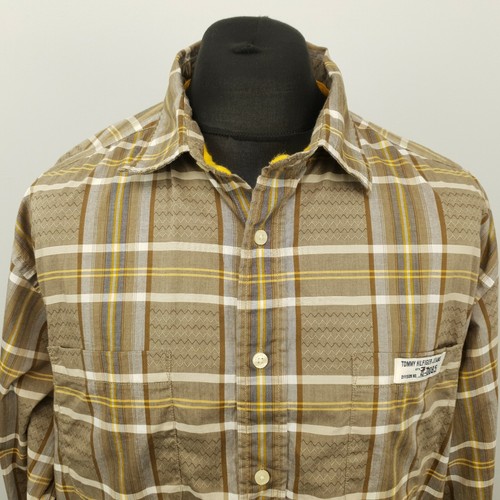 Tommy Hilfiger Vintage Shirt LARGE Relaxed Loose Classic Fit Check Mens Genuine - Picture 2 of 8