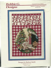 Santa's Coming Sampler Christmas Cross Stitch Pattern Chart Pack Child watching