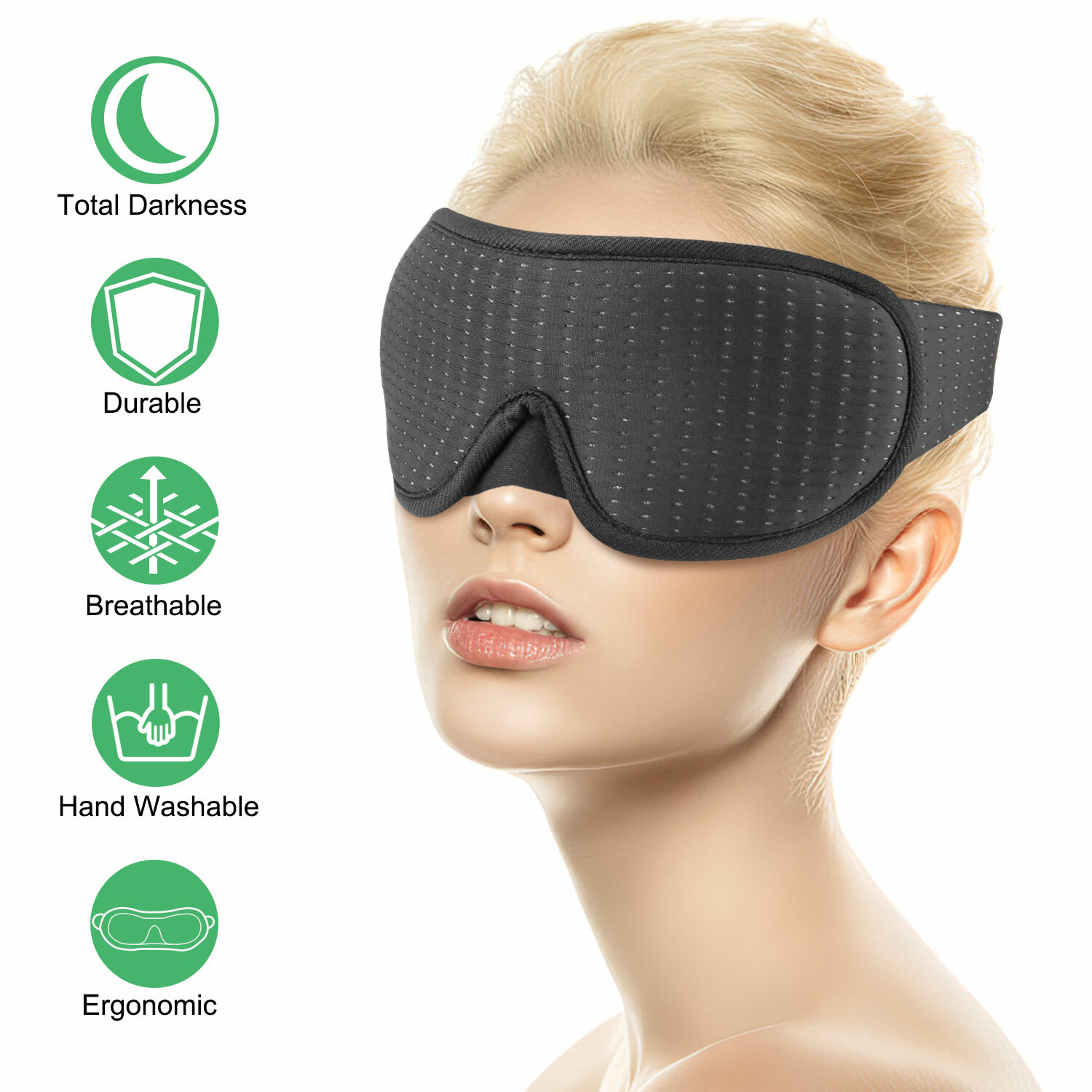 3D Contoured Sleep Mask for Travel - Soft Light Blocking Eye Cover for Rest & Relaxation-image