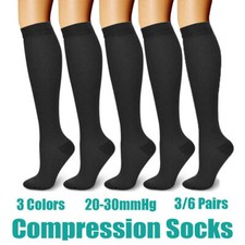 3 Medical Compression Stockings Nurses Men Women Running Flight 15-20 mmHg Socks
