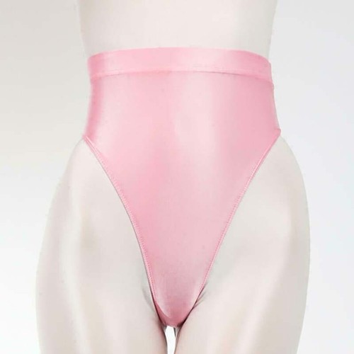 Womens Shiny Satin Wet Look Panties Thong G-string High Waist Underwear Knickers - Picture 6 of 24