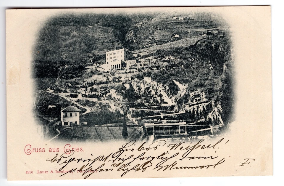 Austria Very Rare KUK Inf. Regi. Nr 14 Negative Stamp Gruss Aus Gries Postcard - Image 2 of 2