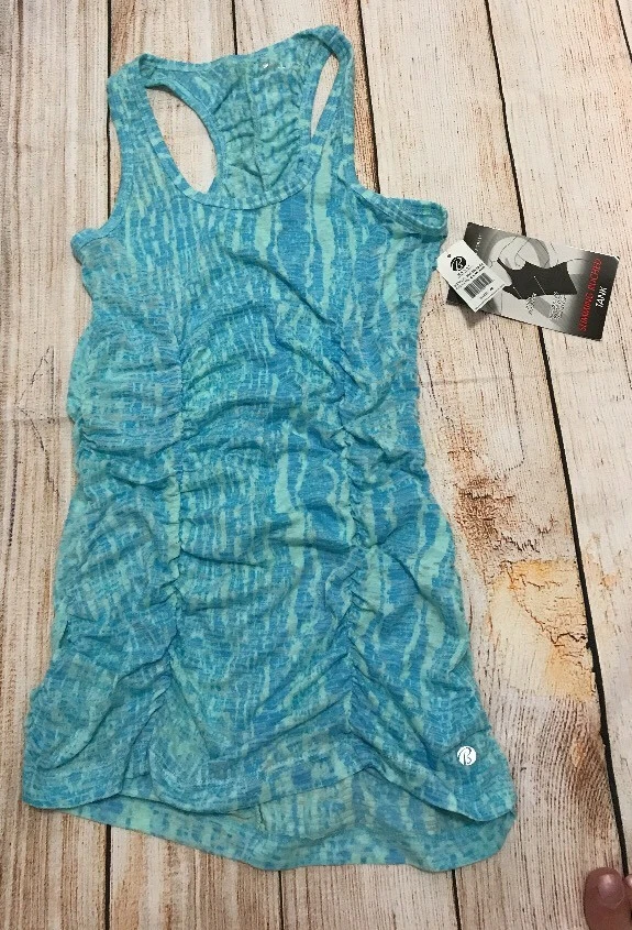 Camiseta sin mangas Bally Active para mujer espalda deportiva talla M azul cuello redondo fruncido lateral nueva con etiquetas Foto 4 de 4