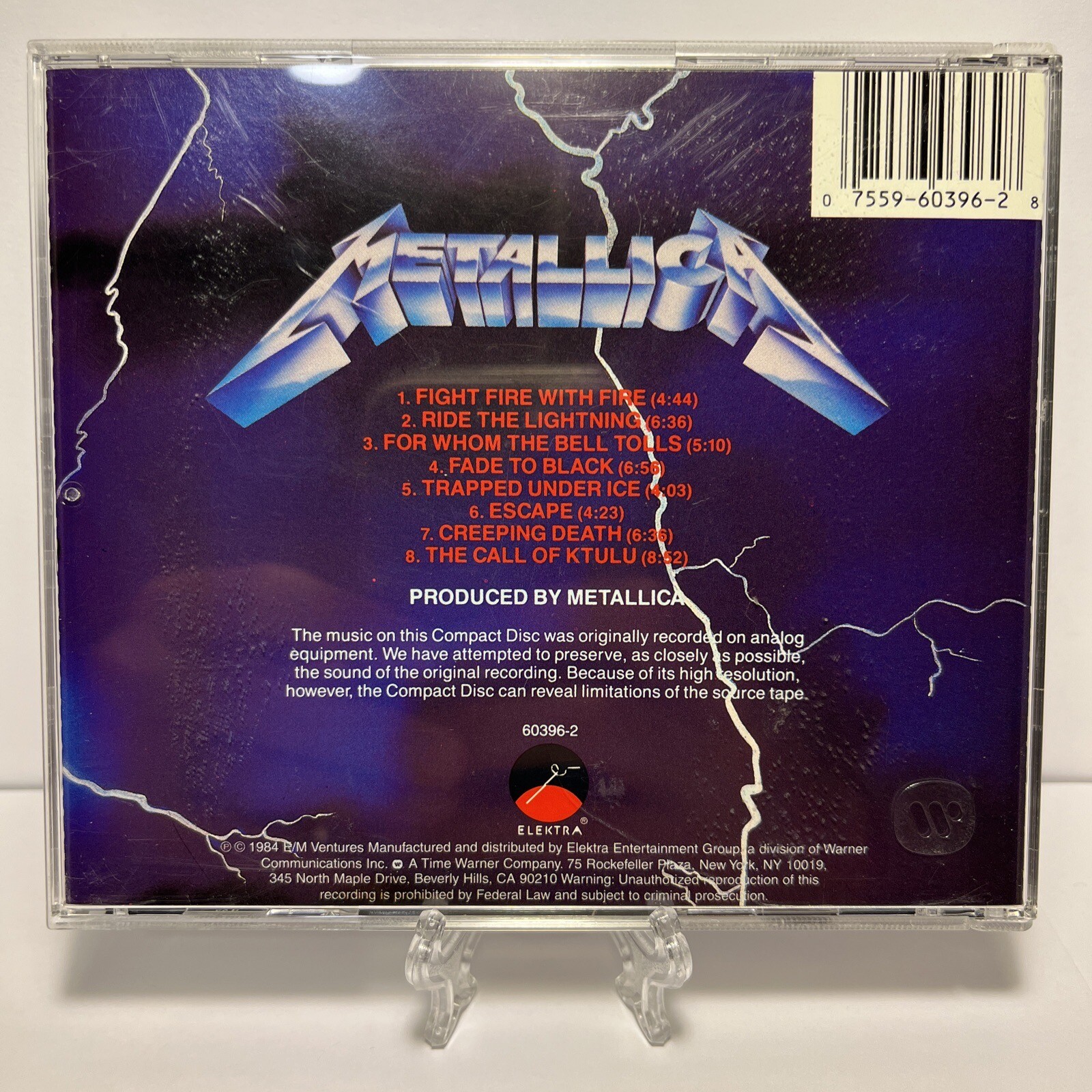 Metallica Ride The Lightning 1984 Early CD Elektra Asylum Records 60396