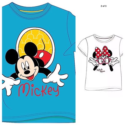 Boys Kids Official Disney Mickey Mouse Blue Short Sleeve T Shirt Top