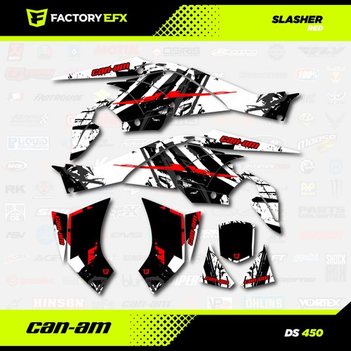Red Racing Graphics Kit fits Can-Am DS450 All years Slasher design Decal - Foto 1 di 2