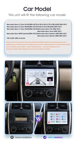 Car Radio for Mercedes Benz B200 W169 W245 B200 W906 8 Core Carplay QLED DSP 4G - Picture 2 of 24