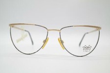 Vintage Luxottica 2140 Gold Blue Black Oval Glasses Eyeglass Frame NOS