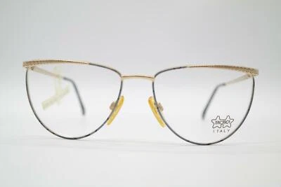 Lunettes Vintage Luxottica 2140 Or Bleu Noir Ovale Monture NOS - Photo 1/4