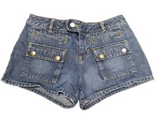 Old Navy Jean Shorts Womens Blue 2 Denim Flap Pockets 100 Cotton Vintage